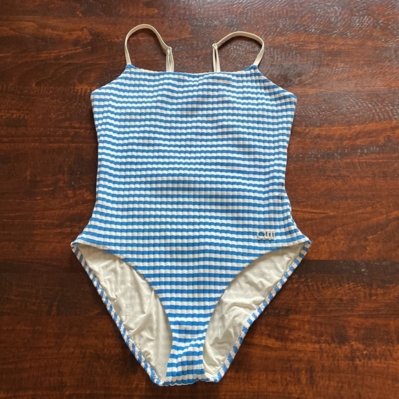 Solid & Striped The Nina One Piece Swimsuit Azure Stripe Size XL - Picture 5 of 16